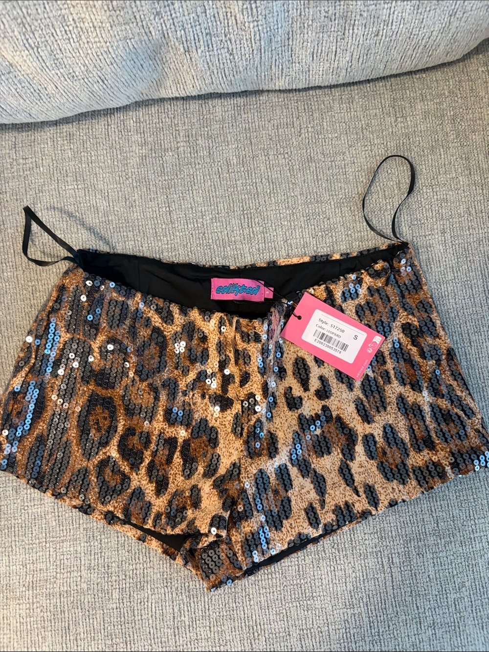 Edikted Sequin Leopard Shorts in Brown and Black